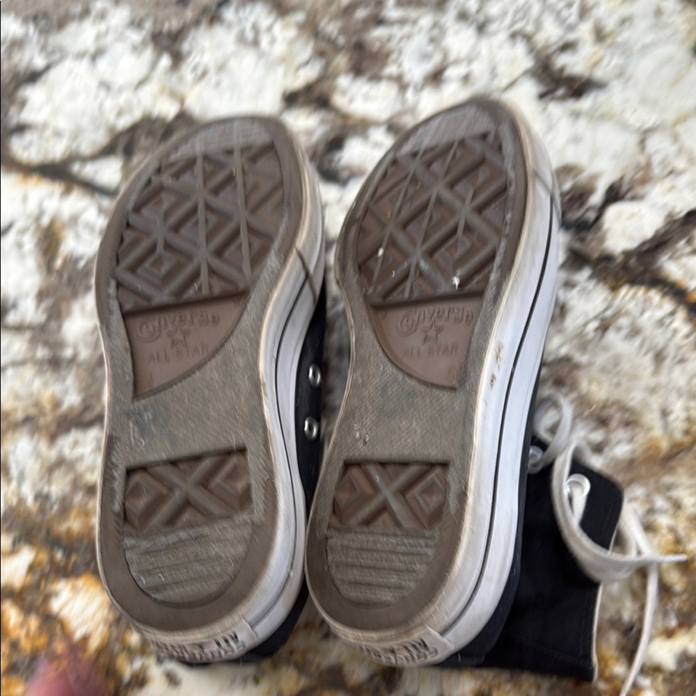 Black High-Top Converse Platform Sneakers with White Accents - Picture 5 of 5